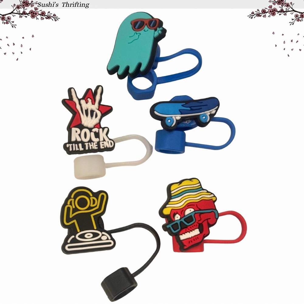 Vibes 5pc Straw Topper Set